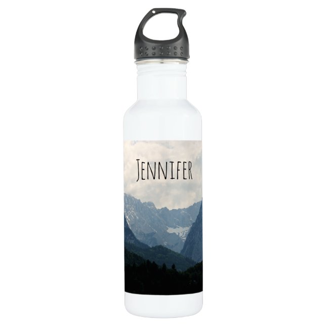 Scenic Alpine Mountains Nature Photo Stainless Steel Water Bottle (Front)