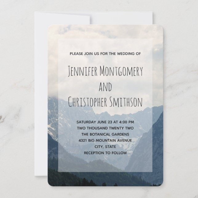 Scenic Alpine Mountains Nature Photo Wedding Invitation (Front)