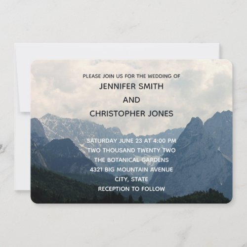 Scenic Alpine Mountains Nature Photo Wedding Invitation