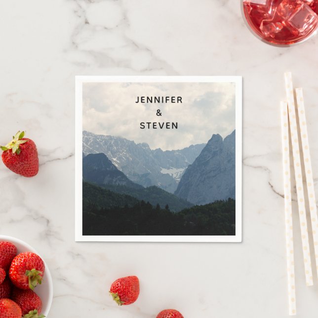 Scenic Alpine Mountains Nature Photo Wedding Napkins (Insitu)