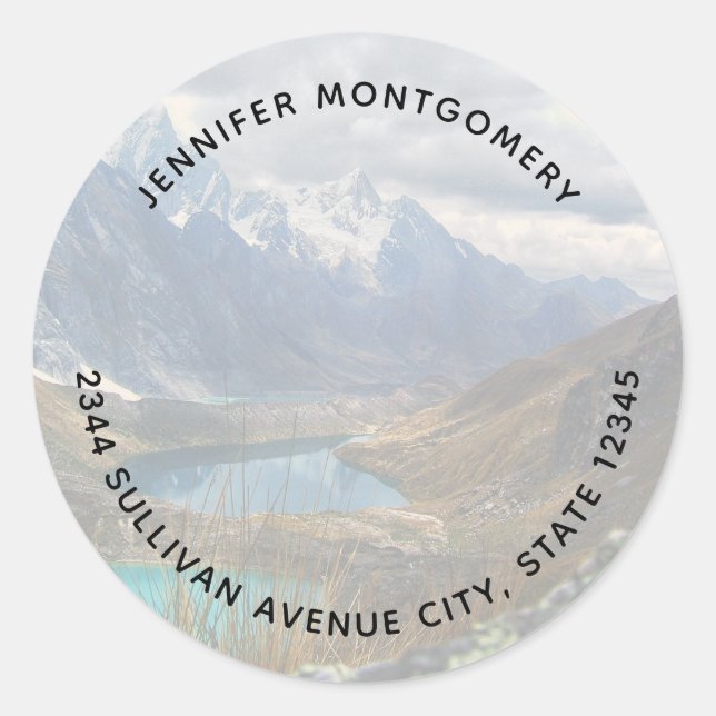 Scenic Alpine Mountains Photo - Address Classic Round Sticker (Front)