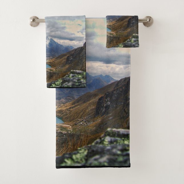 Scenic Alpine Mountains Photo Bath Towel Set (Insitu)