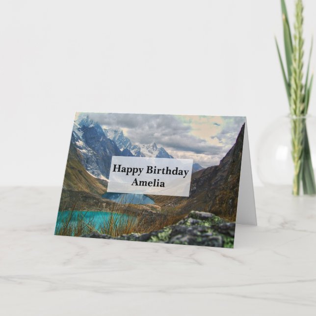 Scenic Alpine Mountains Photo Birthday Card (Front)