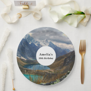 Scenic Alpine Mountains Photo Birthday Paper Plates