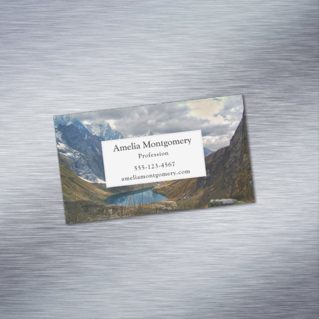 Scenic Alpine Mountains Photo Business Card Magnet (In Situ)