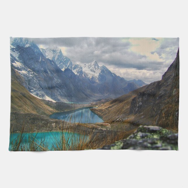 Scenic Alpine Mountains Photo Kitchen Towel (Horizontal)