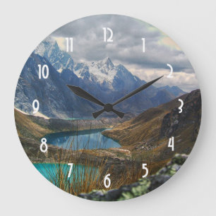 Scenic Alpine Mountains Photo Large Clock
