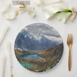 Scenic Alpine Mountains Photo Paper Plates