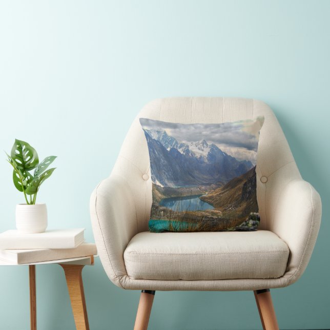 Scenic Alpine Mountains Photo Throw Pillow (Chair)