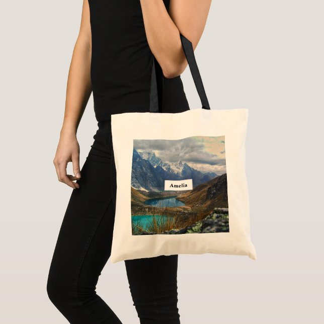 Scenic Alpine Mountains Photo Tote Bag (Front (Product))