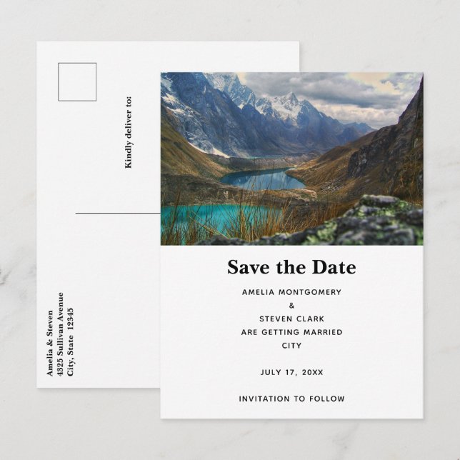 Scenic Alpine Mountains Photo Wedding Announcement Postcard (Front/Back)