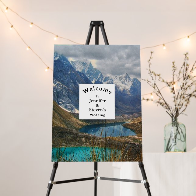 Scenic Alpine Mountains Photo Wedding  Foam Board (In Situ (Stand))