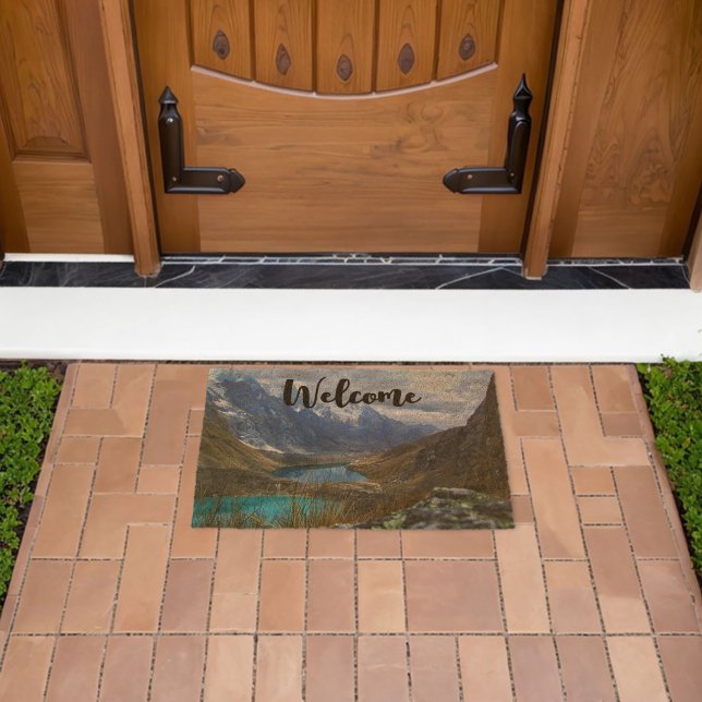 Scenic Alpine Mountains Photo Welcome Fiber Doormat (Insitu (Outdoor))