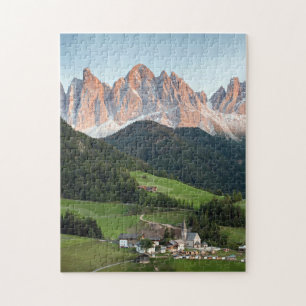Scenic Alpine Village Dolomite Mountains Travel Jigsaw Puzzle