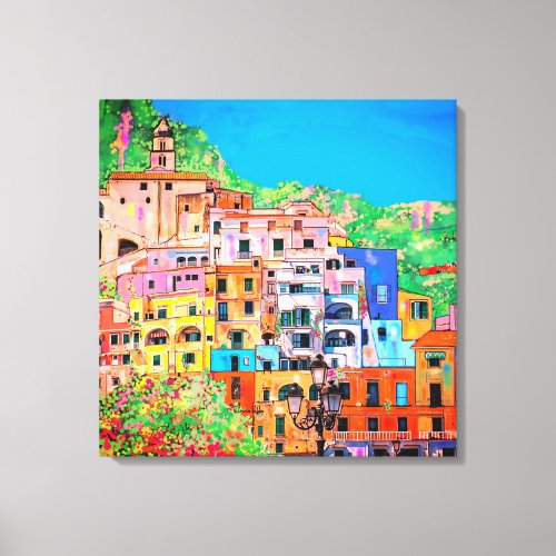 Scenic Amalfi Coast Italy Mediterranean Cliffside Canvas Print