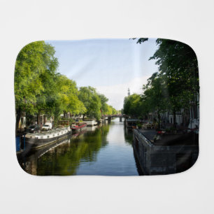 Scenic Amsterdam Canal & Houseboats Photo Burp Cloth