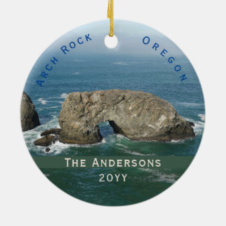 Scenic Arch Rock Family Name Date Oregon Ceramic Ornament