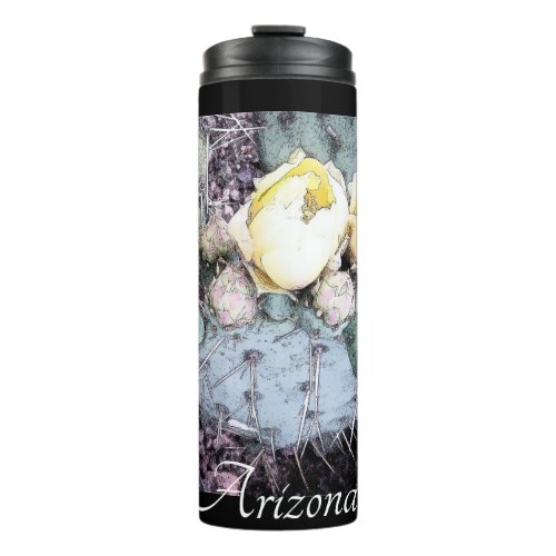 Scenic Arizona Cactus Flower Digital Ink   Thermal Tumbler