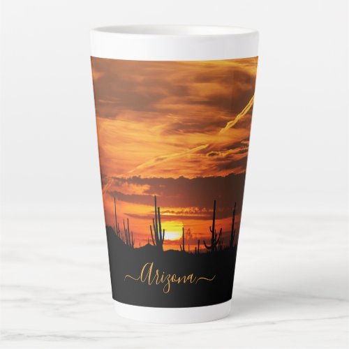 Scenic Arizona Saguaros at Sunset Latte Mug