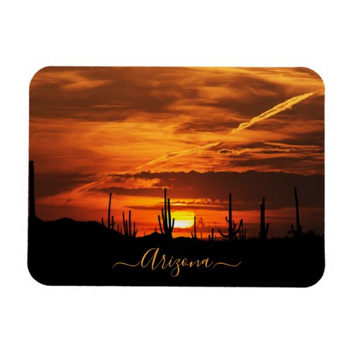 Scenic Arizona Saguaros at Sunset Magnet