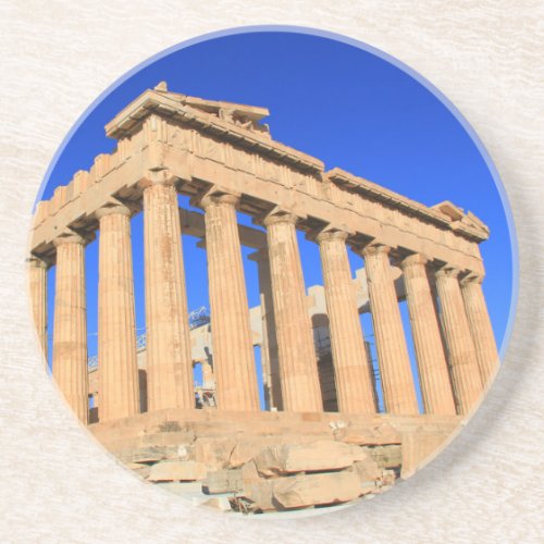 Scenic Athens Acropolis in Greece Round Coaster