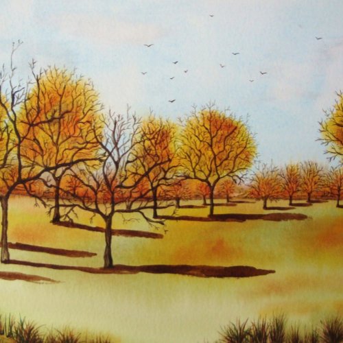 scenic autumn landscape with trees and shadows jigsaw puzzle