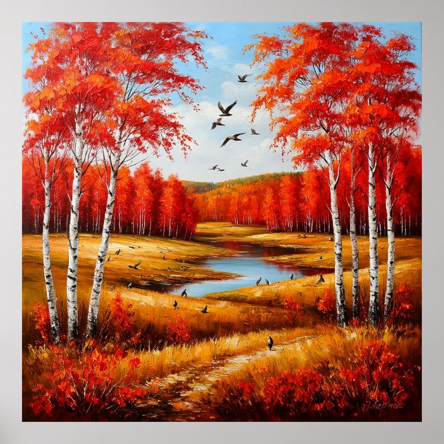 Scenic Autumn Landscape with Vibrant Foliage Poster (Front)