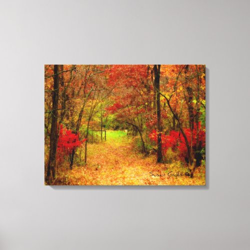 Scenic Autumn Path in Fores Stretched Canvas Print
