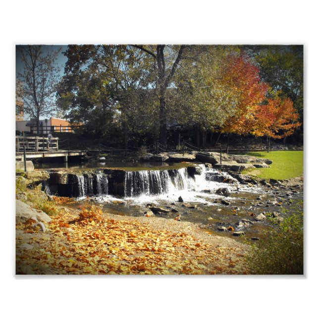 Scenic Autumn Waterfall Nature Landscape Photo (Front)