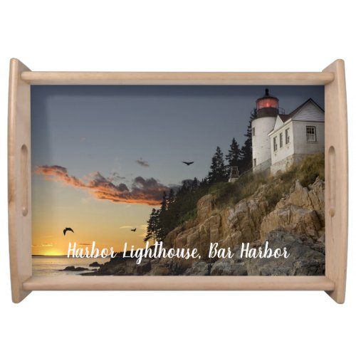 Scenic Bar Harbor Lighthouse Serving Tray