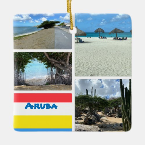 Scenic Beach and Desert Aruba Ceramic Ornament