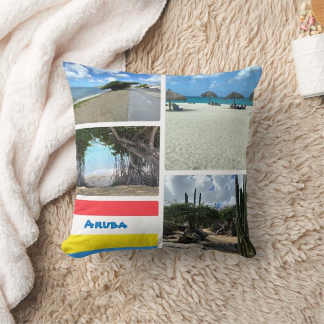 Scenic Beach and Desert Aruba  Throw Pillow (Blanket)