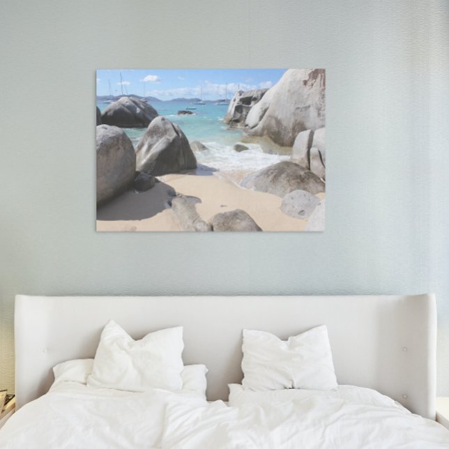 Scenic Beach at The Baths on Virgin Gorda, BVI Faux Canvas Print (Scenic Beach at The Baths on Virgin Gorda, BVI Faux Canvas Print)