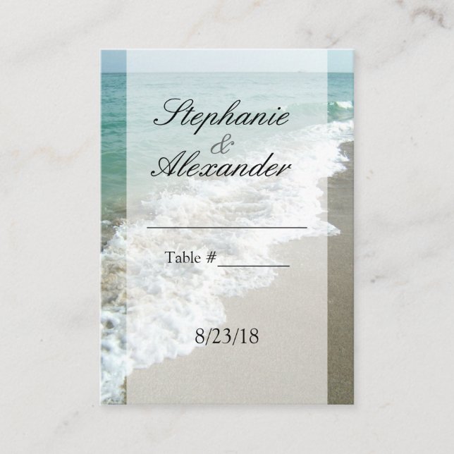 Scenic Beach Destination Wedding Table Place Cards (Front)