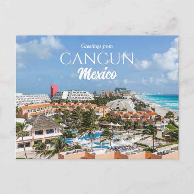 Scenic Beach Greetings from Cancun Mexico Postcard (Front)