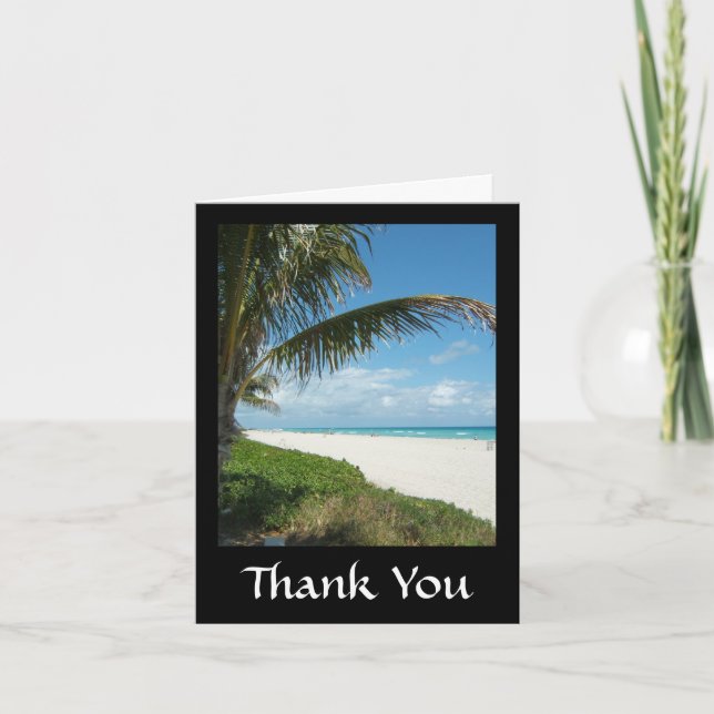 Scenic Beach, Side Palm Branch Thank You Card (Front)
