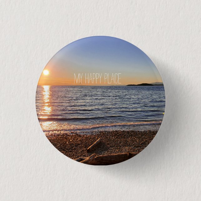 Scenic Beach Sunset Photo   Button (Front)