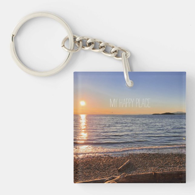 Scenic Beach Sunset Photo   Keychain (Front)