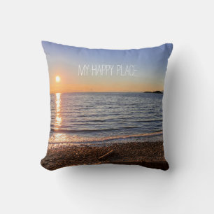 Scenic Beach Sunset Photo Throw Pillow