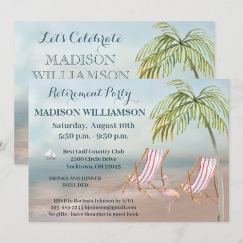Scenic Beach View Palm Trees Retirement Party  