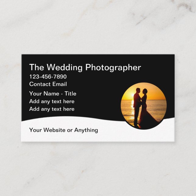 Scenic Beach Wedding Photographer Business Cards (Front)