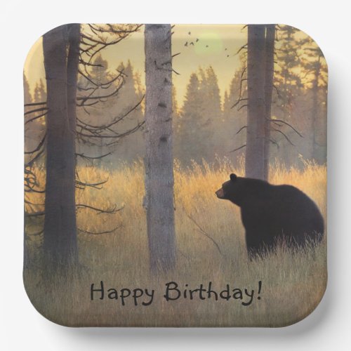 Scenic Black Bear Birthday Paper Plates