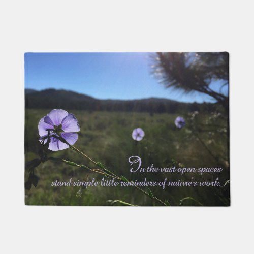 Scenic Blue Flax WildFlowers Morning Light Welcome Doormat