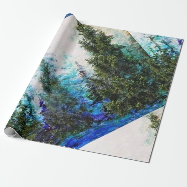 SCENIC BLUE MOUNTAIN PINES WRAPPING PAPER (Unrolled)