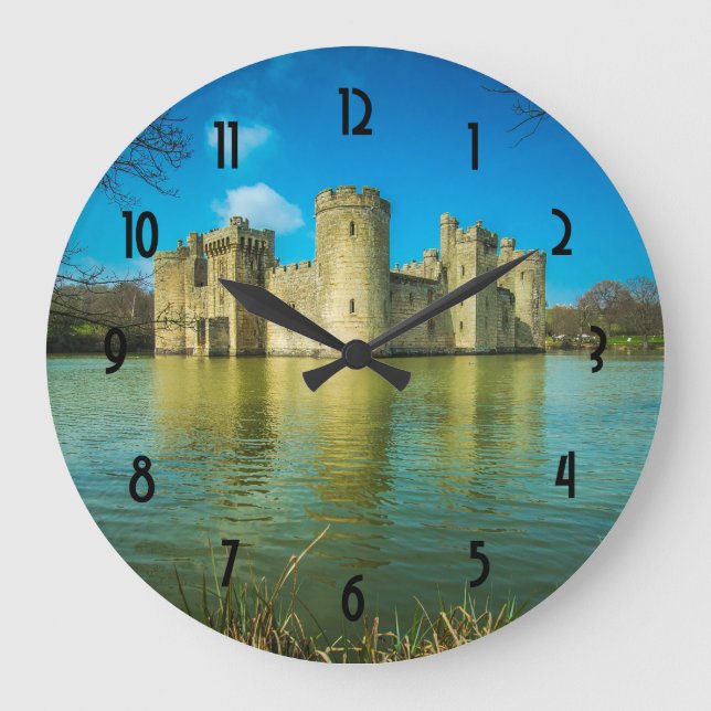 Scenic Bodiam Castle in East Sussex England Large Clock (Front)
