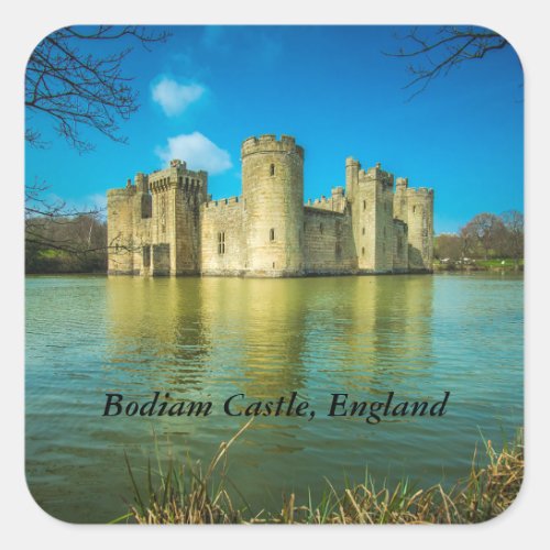Scenic Bodiam Castle in East Sussex England Square Sticker