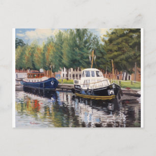Scenic Bruges Boat Scene with Colorful Reflections Postcard