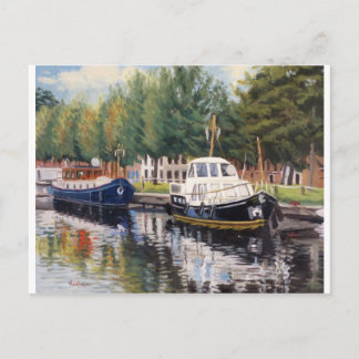 Scenic Bruges Boat Scene with Colorful Reflections Postcard