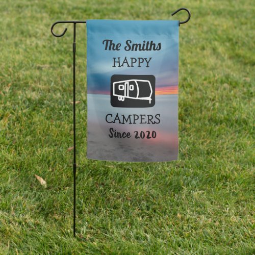 Scenic Campground Trailer Garden Flag Ocean Bkgd