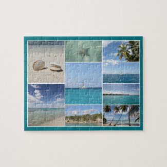 Scenic Caribbean Isla Saona Photo Collage Jigsaw Puzzle